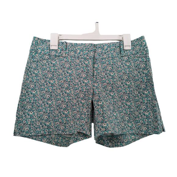 The Limited Floral Chino Shorts 8 Teal Mid Rise Zip Front Slit Casual Flat Front - Picture 1 of 10